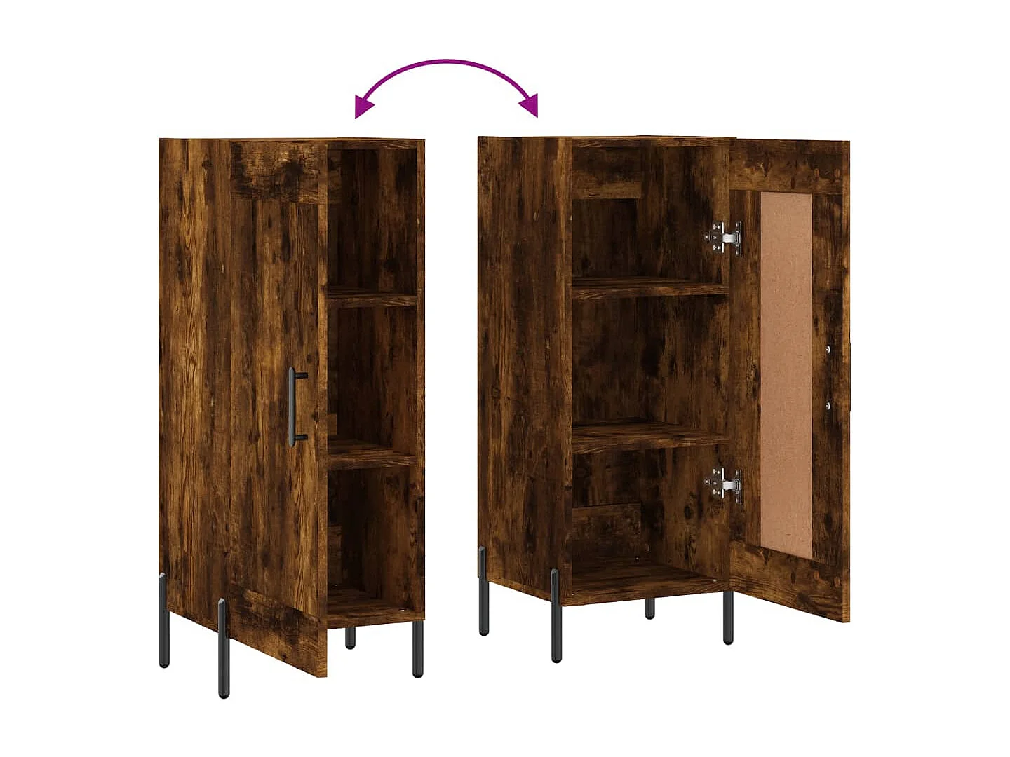 Credenza Rovere Fumo 34,5x34x90 cm in Legno Multistrato