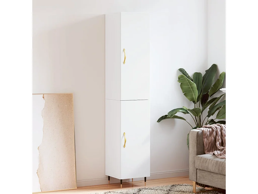 Buffet haut Blanc 34,5x34x180 cm Bois d'ingénierie