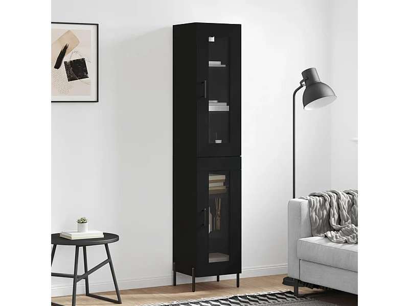 Hoge kast 34,5x34x180 cm bewerkt hout zwart