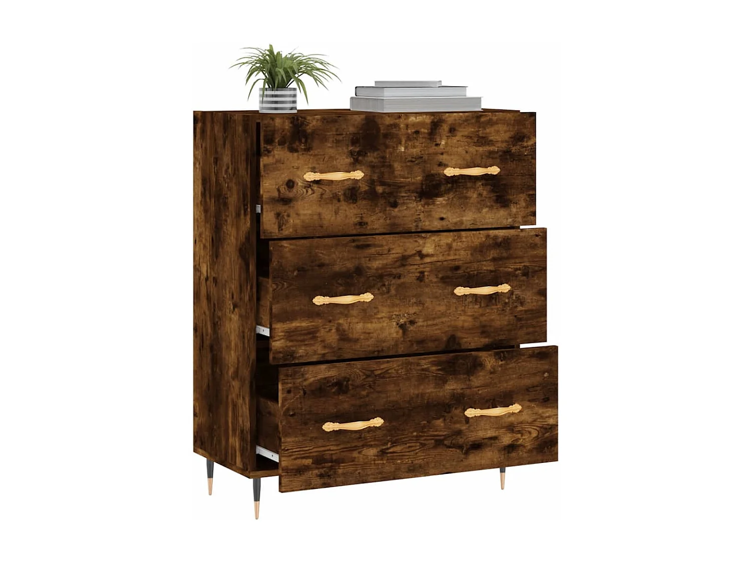Buffet chêne fumé 69,5x34x90 cm bois d'ingénierie
