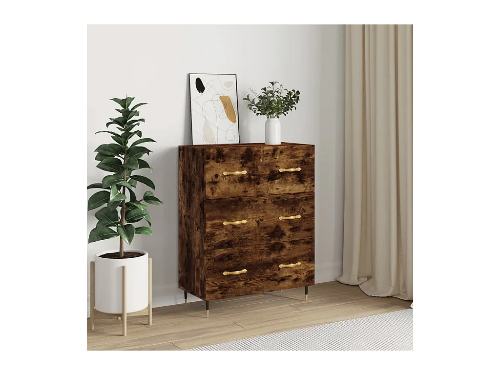 Buffet chêne fumé 69,5x34x90 cm bois d'ingénierie
