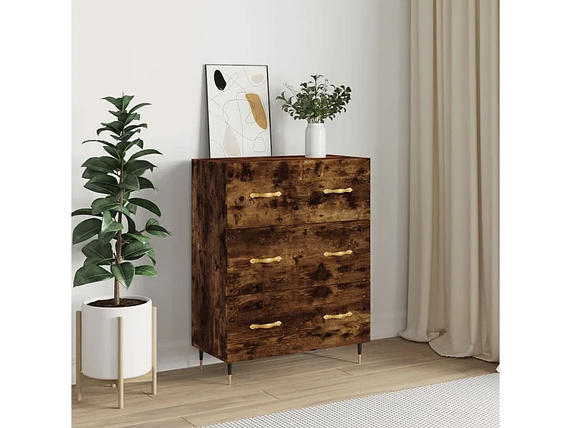 Buffet chêne fumé 69,5x34x90 cm bois d'ingénierie
