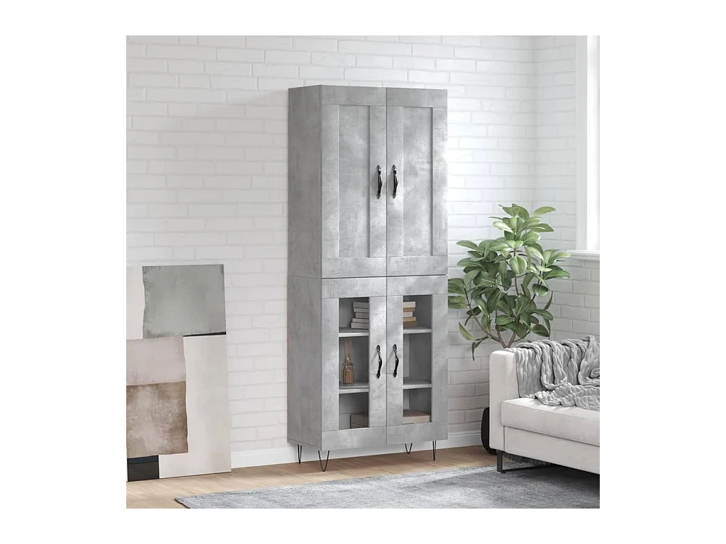 Highboard Betongrau 69,5x34x180 cm Holzwerkstoff