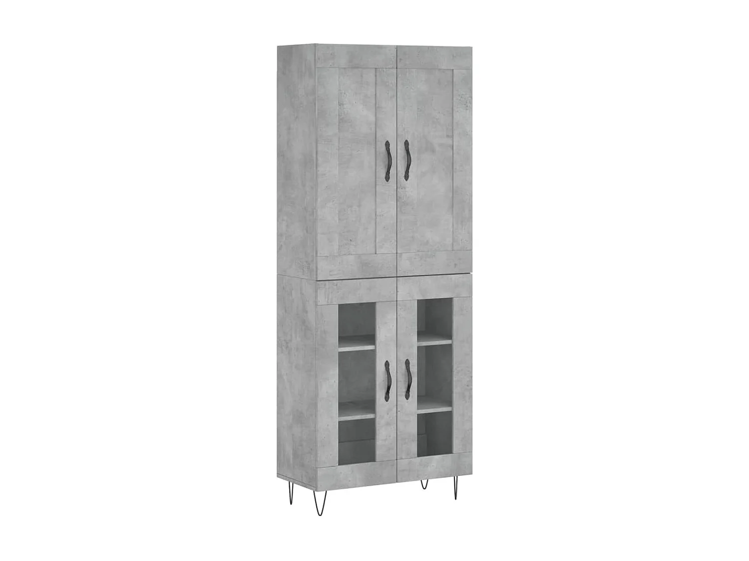 Buffet haut Gris béton 69,5x34x180 cm Bois d'ingénierie