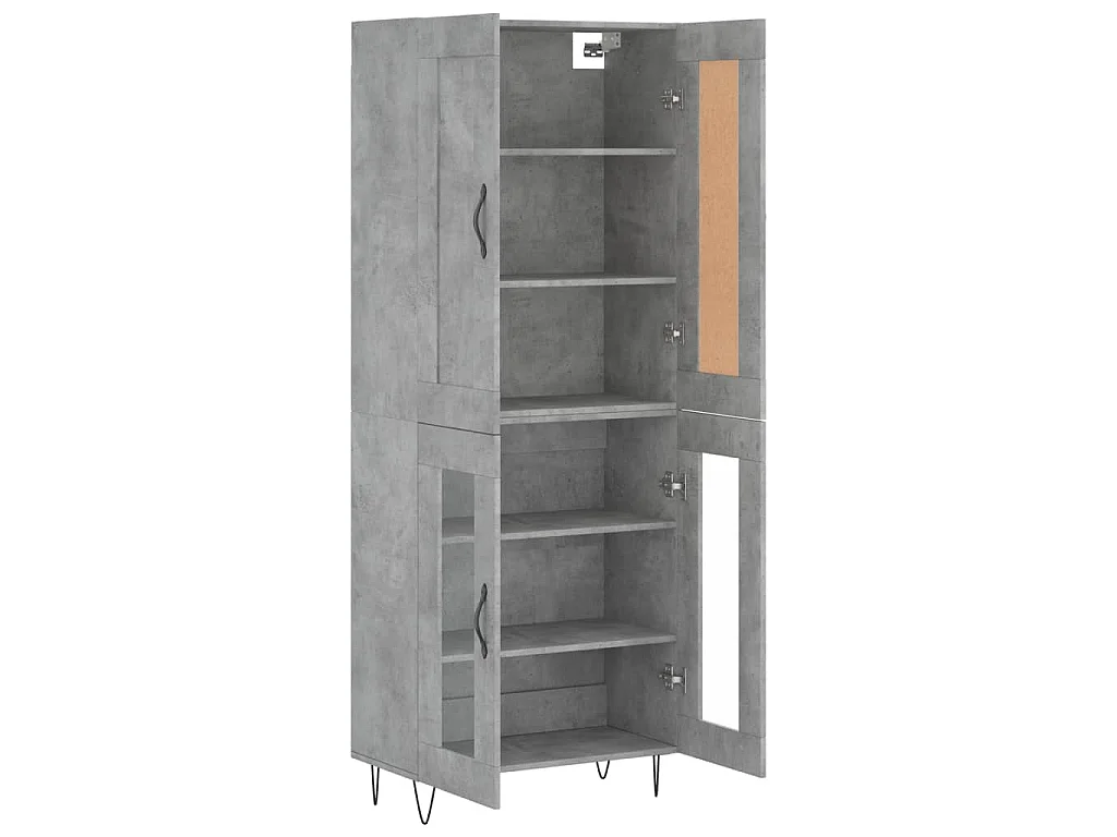 Buffet haut Gris béton 69,5x34x180 cm Bois d'ingénierie