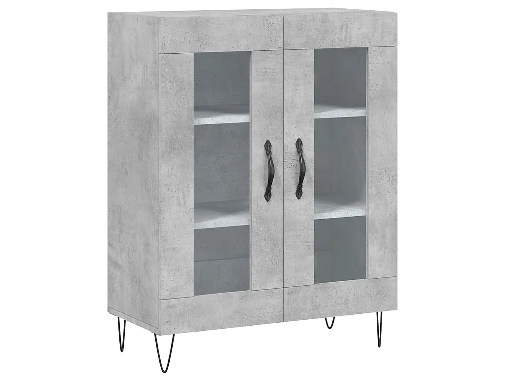 Buffet haut Gris béton 69,5x34x180 cm Bois d'ingénierie