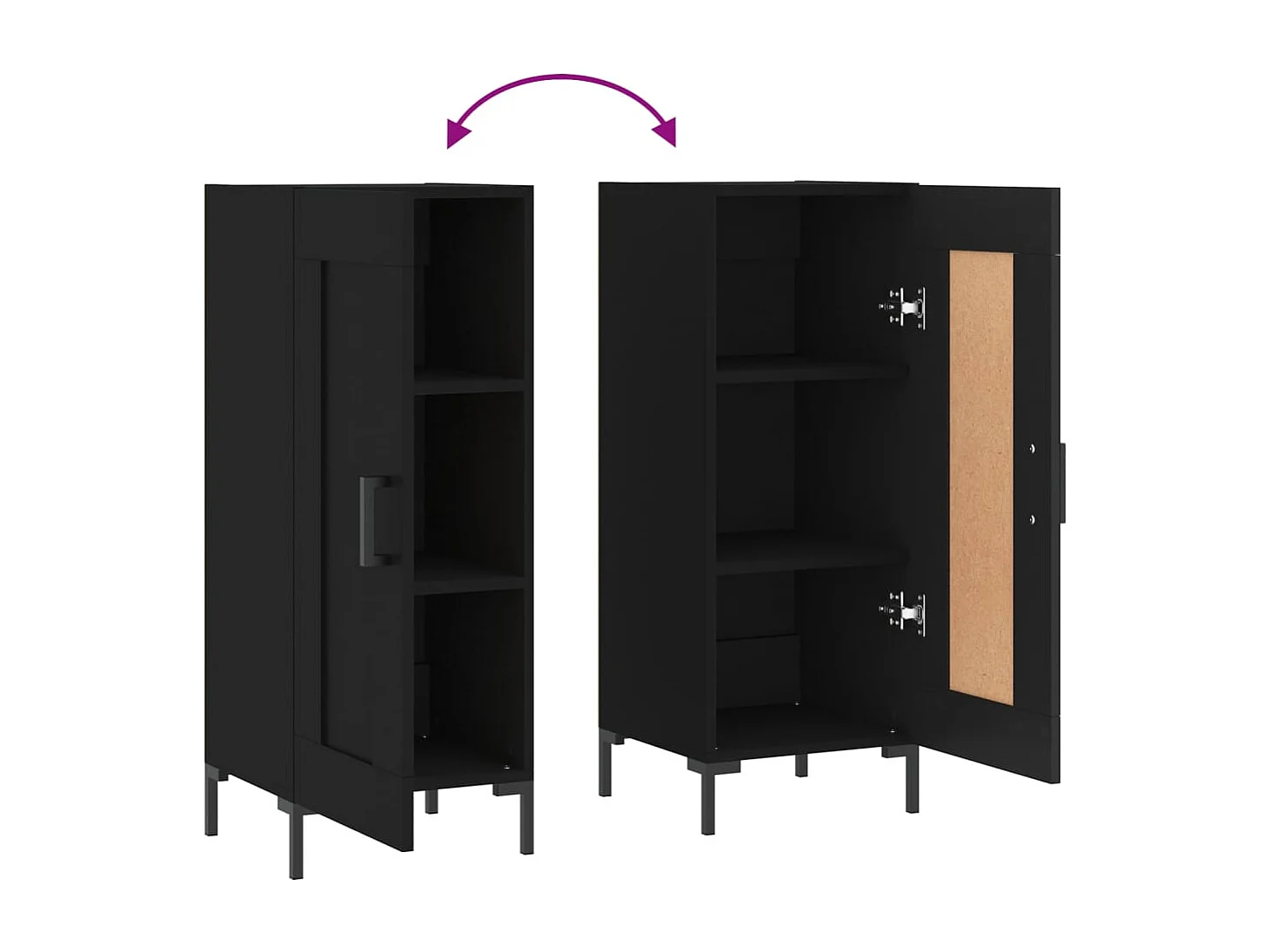 Buffet Noir 34,5x34x90 cm Bois d'ingénierie