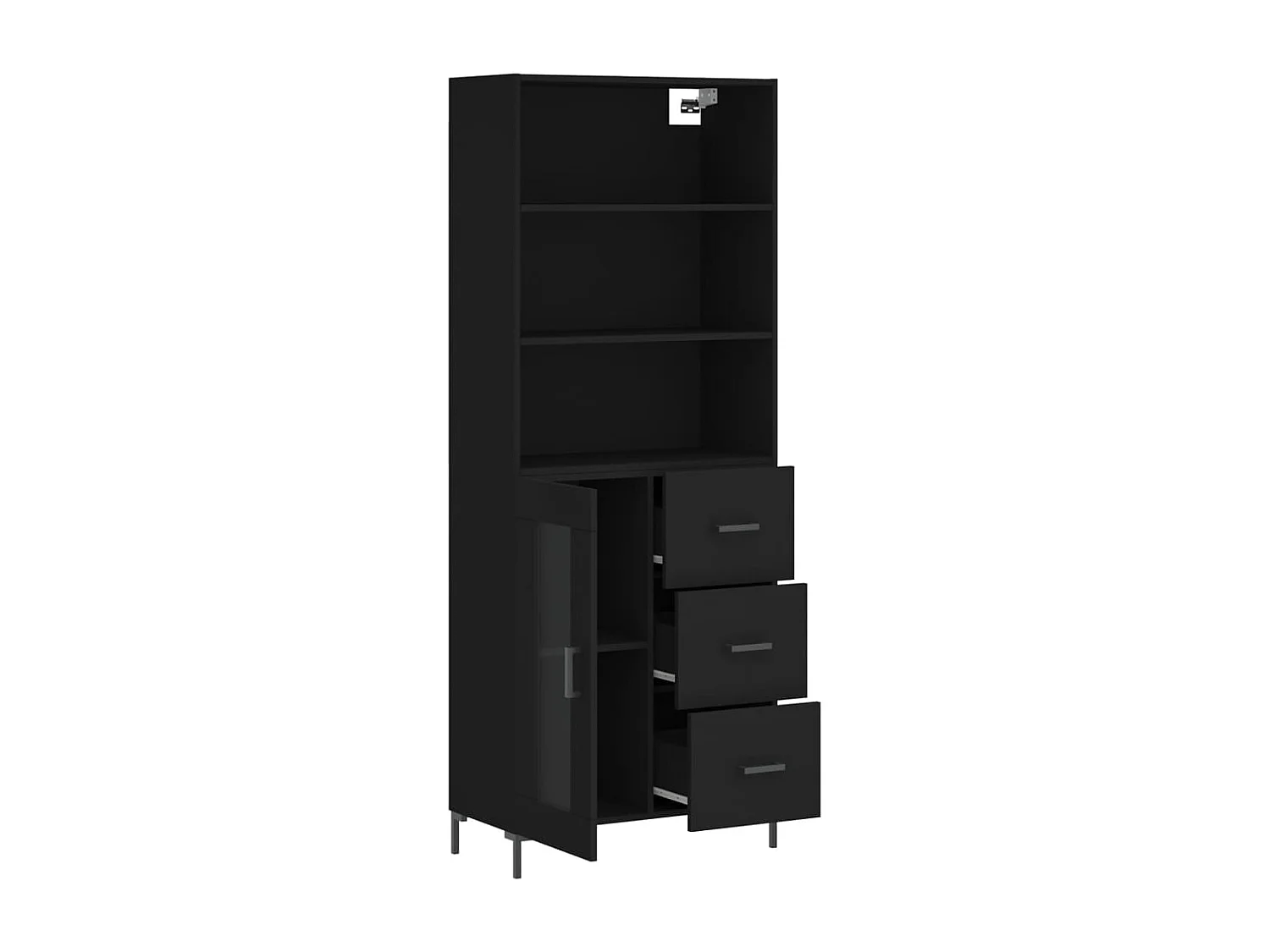 Hoge kast 69,5x34x180 cm bewerkt hout zwart