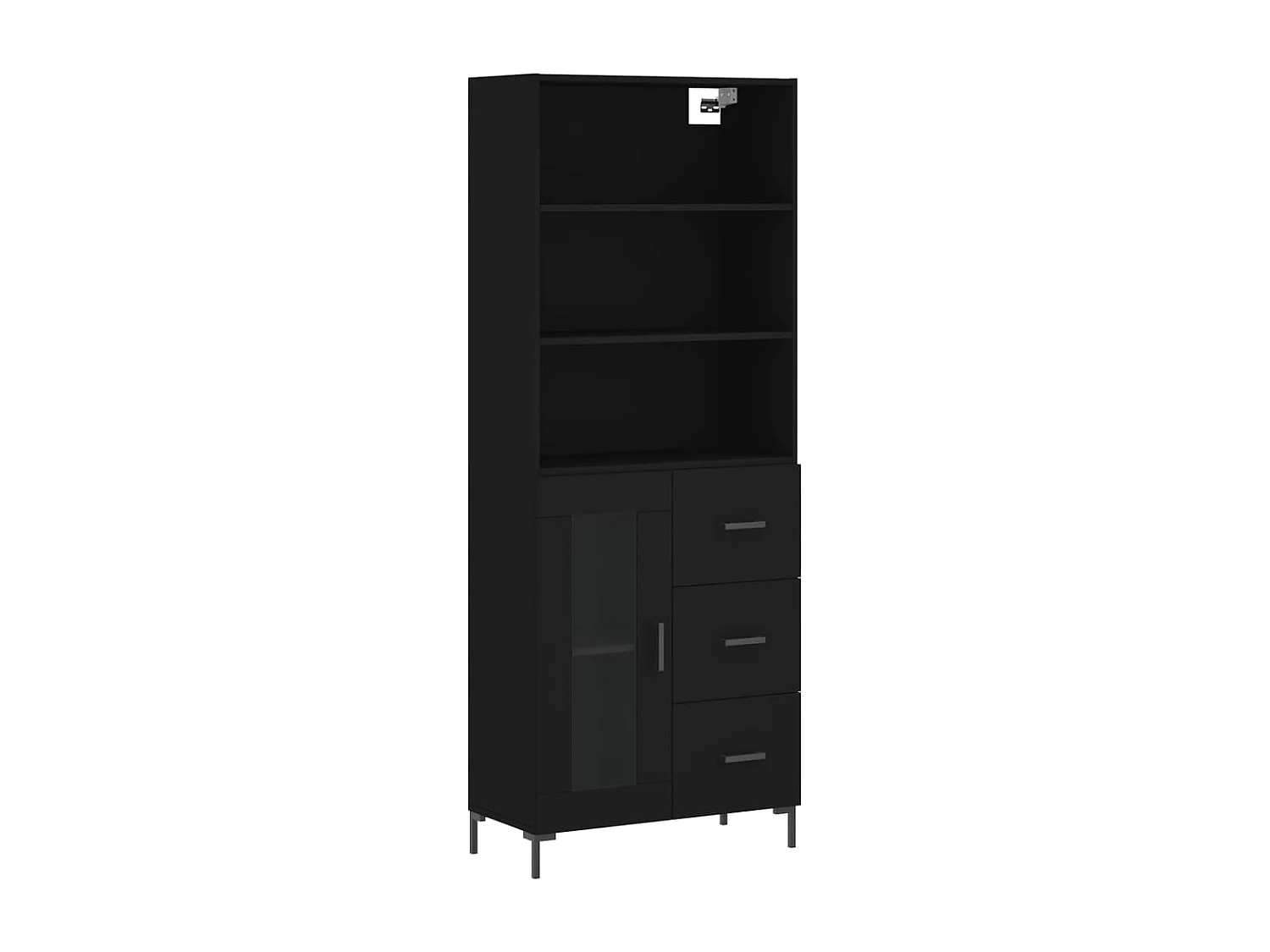 Hoge kast 69,5x34x180 cm bewerkt hout zwart