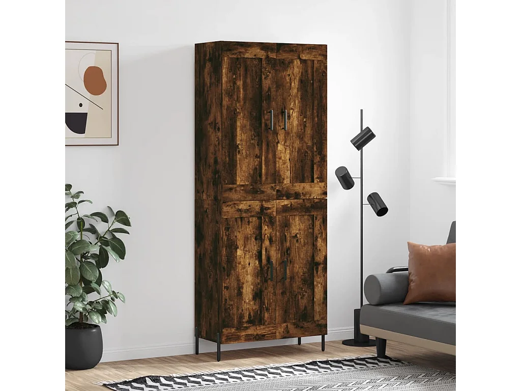 Highboard Räuchereiche 69,5x34x180 cm Holzwerkstoff