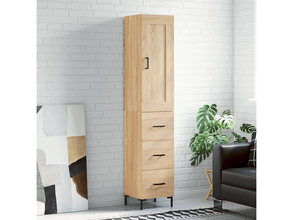 Aparador de madera contrachapada roble Sonoma 34,5x34x180 cm