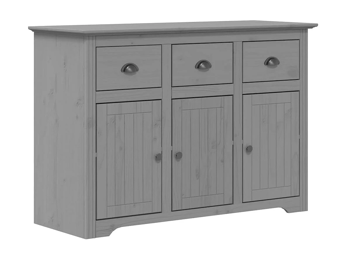 Credenza BODO 115,5x44x80 cm in Legno Massello di Pino Grigio