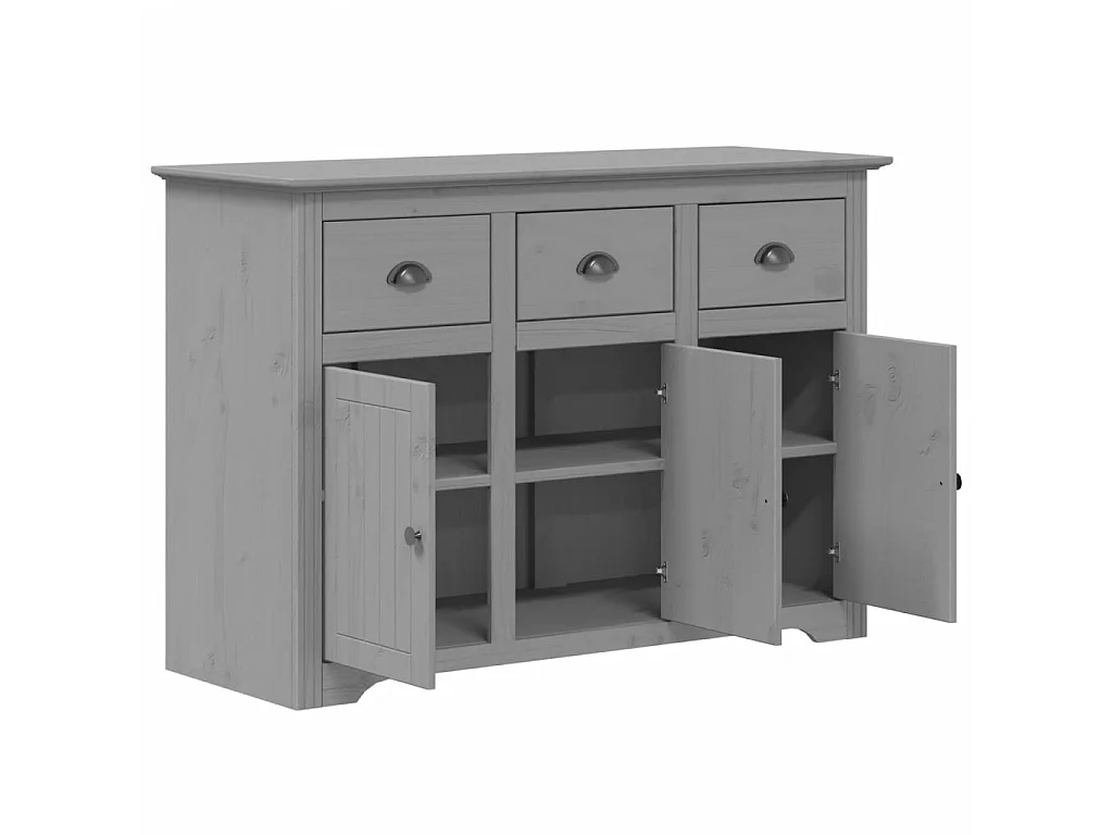 Credenza BODO 115,5x44x80 cm in Legno Massello di Pino Grigio