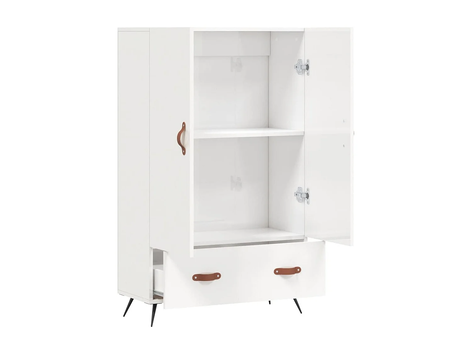 Buffet haut blanc brillant 69,5x31x115 cm bois d'ingénierie
