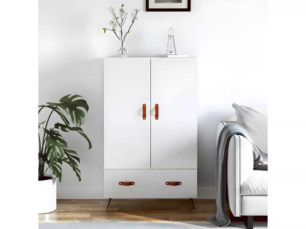 Kauf Unique Highboard Hochglanz-Weiß 69,5x31x115 cm Holzwerkstoff