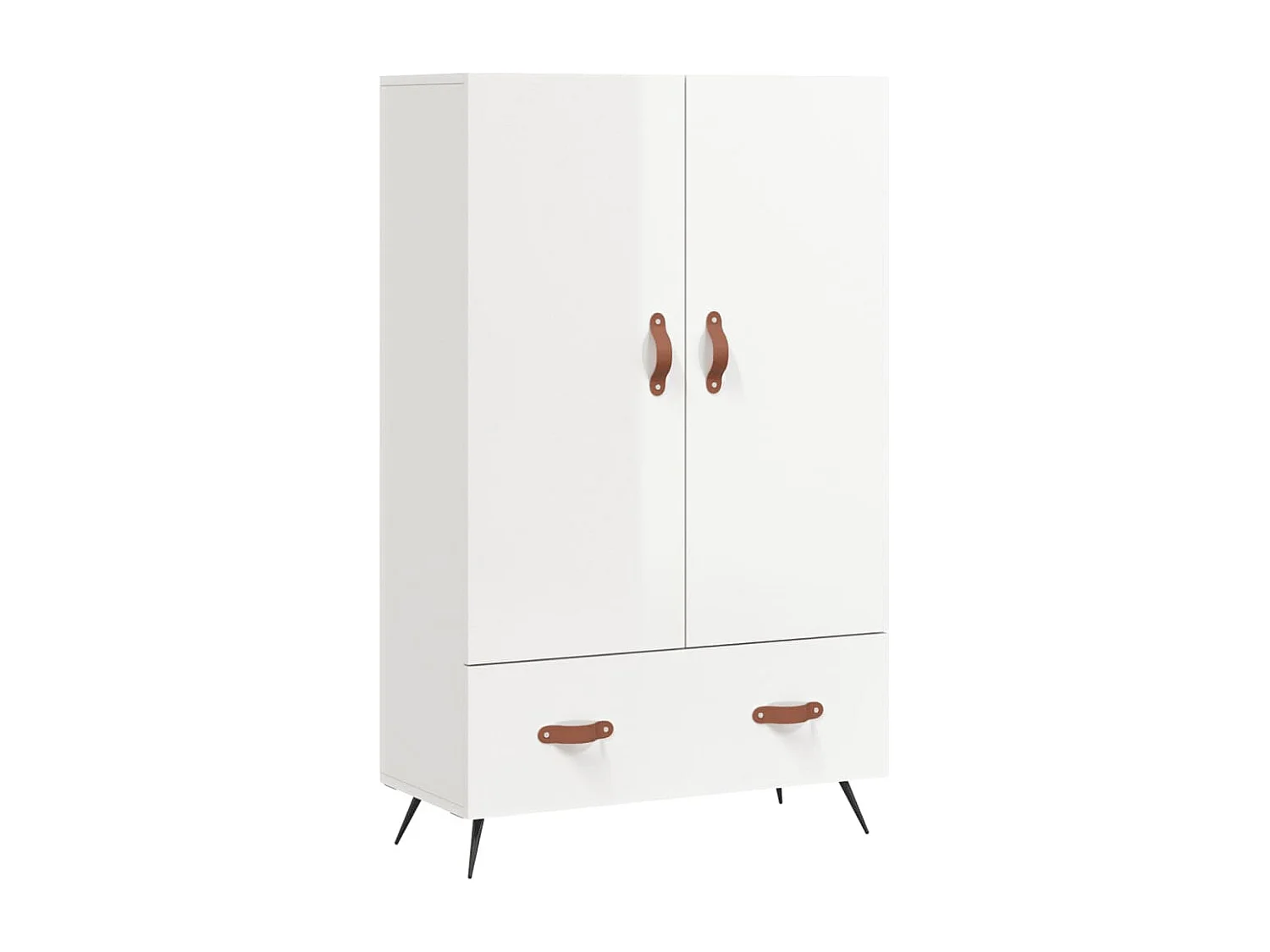 Buffet haut blanc brillant 69,5x31x115 cm bois d'ingénierie