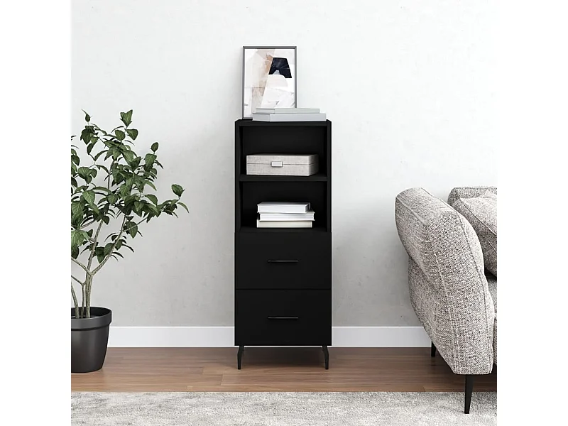 Credenza Nero 34,5x34x90 cm in Legno Multistrato