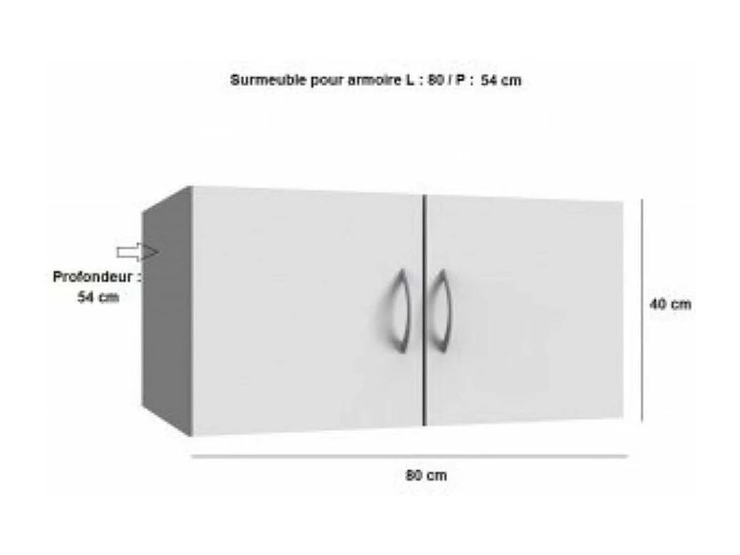Surmeuble colonne de rangement LUND blanc mat largeur 80 x 54 cm profondeur