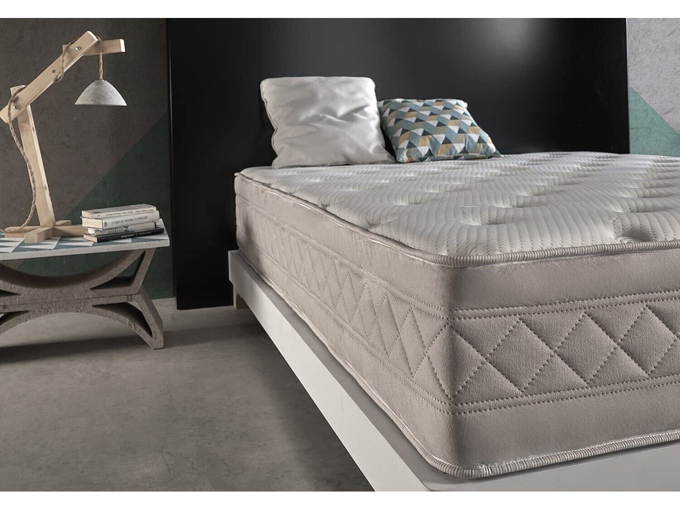 Cadre de lit noir en bois massif pour matelas petit double 120x190 cm