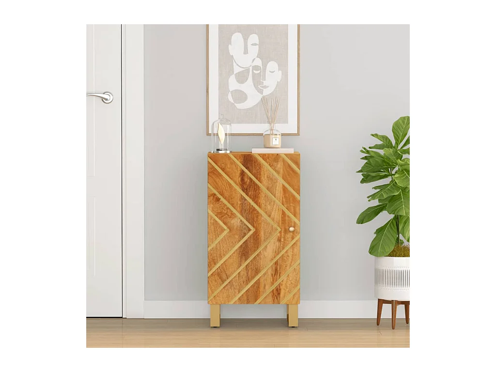 Armoire latérale marron et noir 40x33,5x75 cm bois de manguier