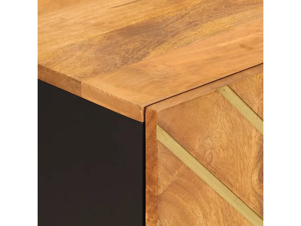 Armoire latérale marron et noir 40x33,5x75 cm bois de manguier