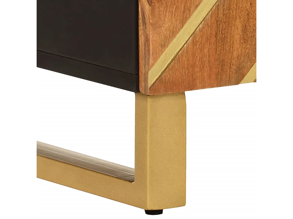 Armoire latérale marron et noir 40x33,5x75 cm bois de manguier