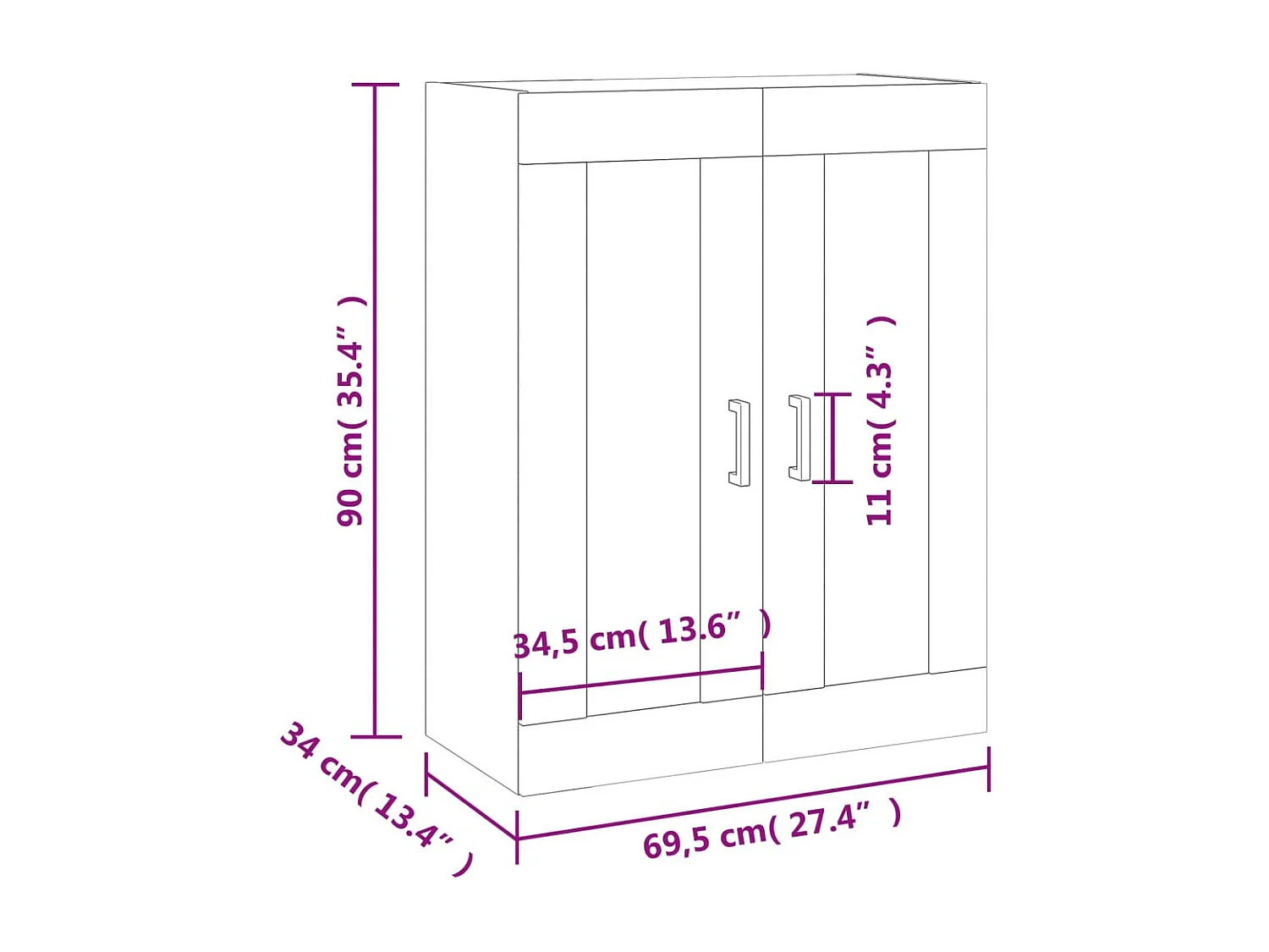 Armario de pared blanco 69,5x34x90 cm
