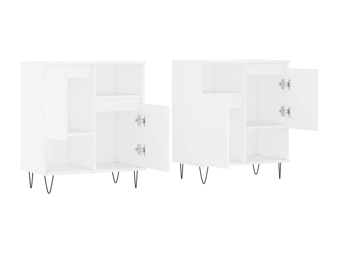 Buffets 2 pcs blanc bois d'ingénierie