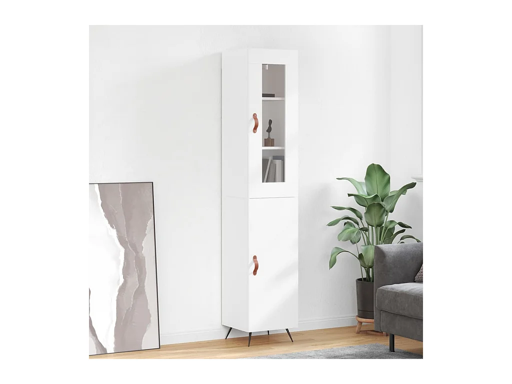 Buffet haut Blanc 34,5x34x180 cm Bois d'ingénierie
