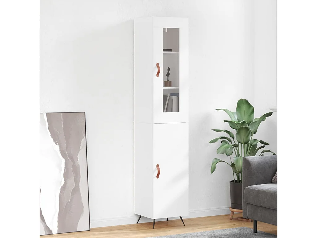 Credenza Bianca 34,5x34x180 cm in Legno Multistrato