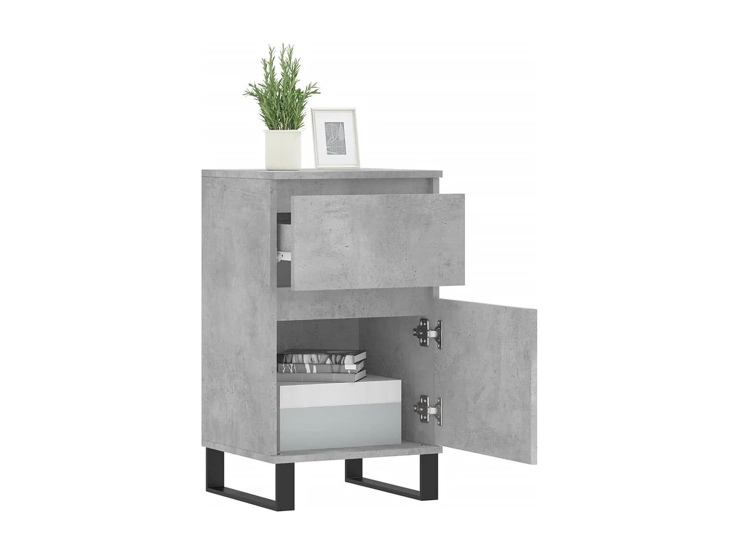 Buffet gris béton 40x35x70 cm bois d'ingénierie