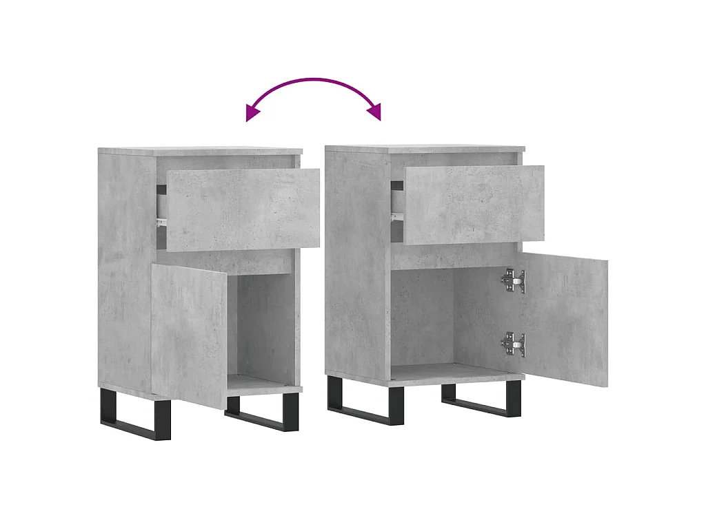 Buffet gris béton 40x35x70 cm bois d'ingénierie