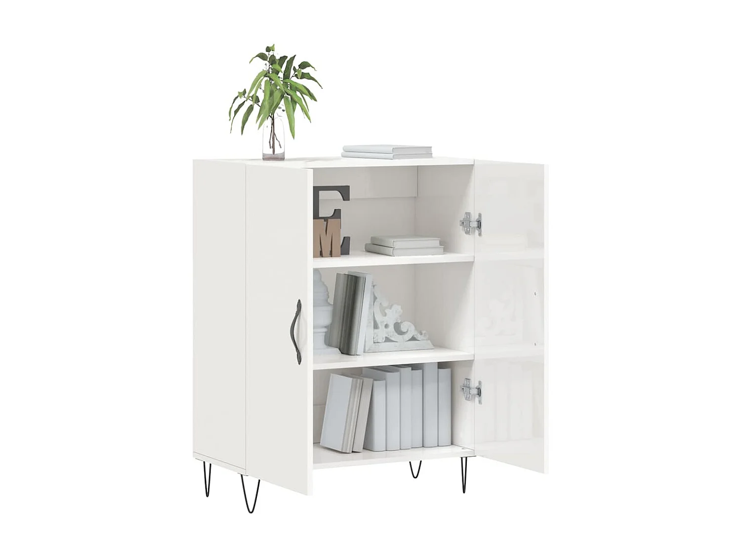 Dressoir 69,5x34x90 cm bewerkt hout hoogglans wit