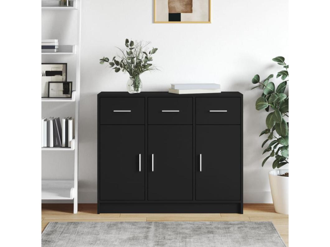 Dressoir 91x28x75 cm bewerkt hout zwart