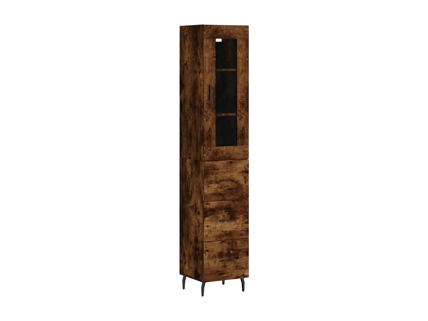Hoge kast 34,5x34x180 cm bewerkt hout gerookt eikenkleurig