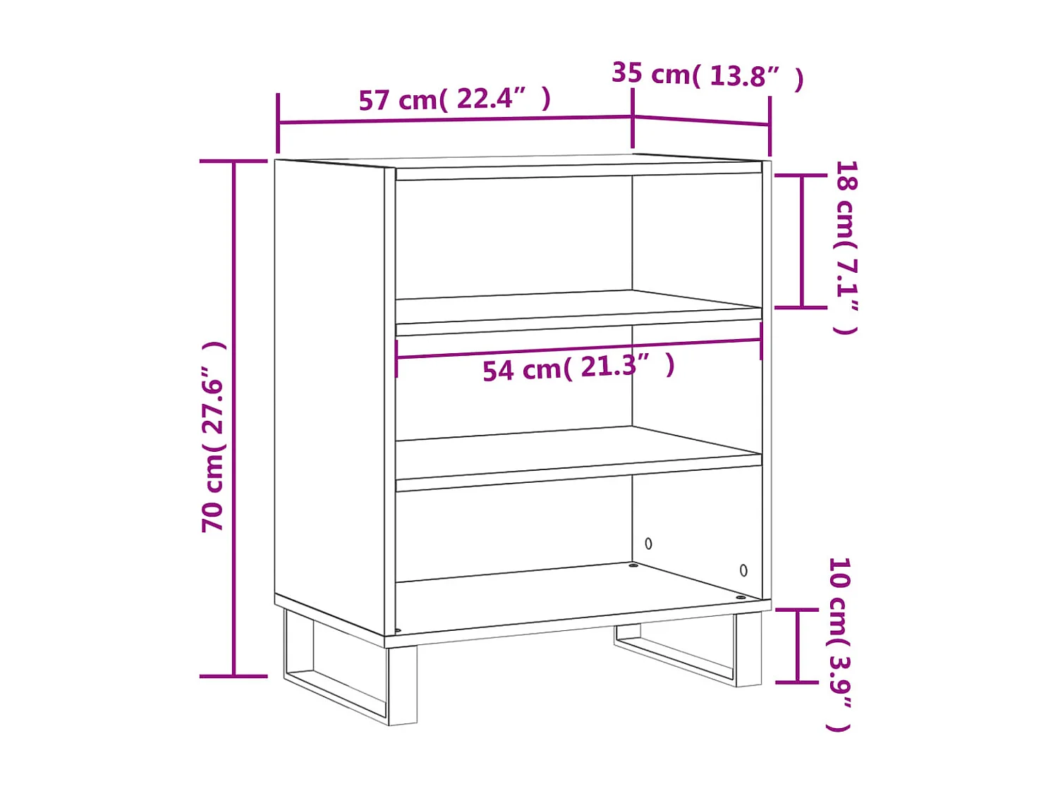 Buffet blanc 57x35x70 cm bois d’ingénierie