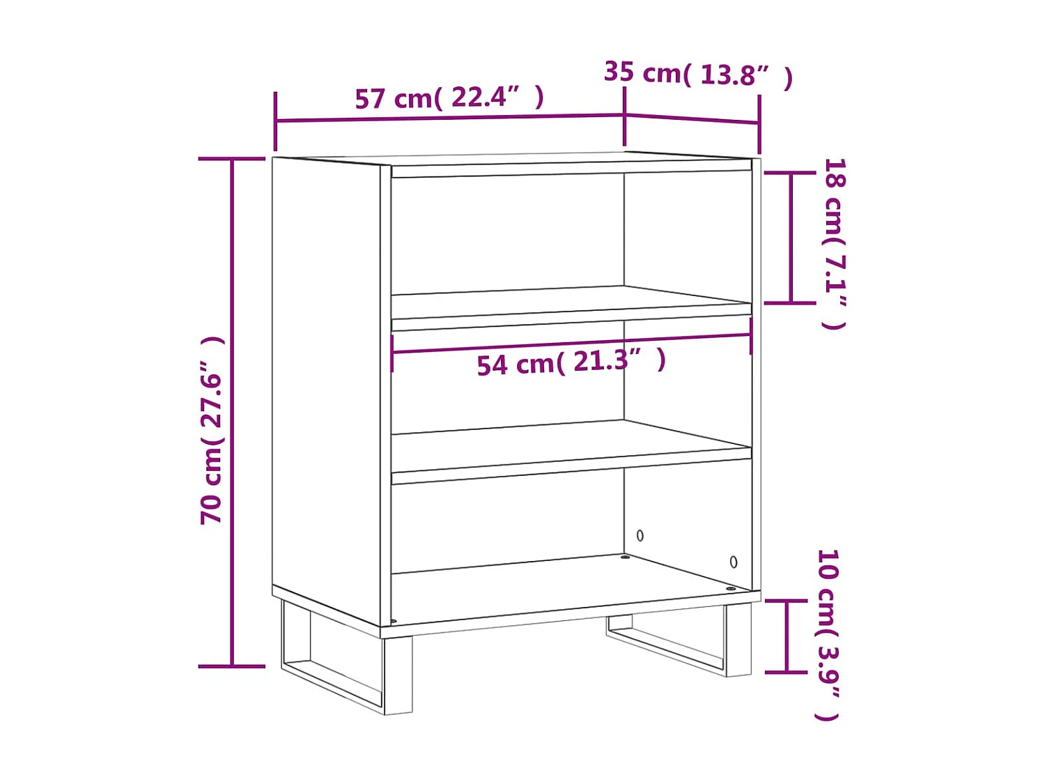 Buffet blanc 57x35x70 cm bois d’ingénierie