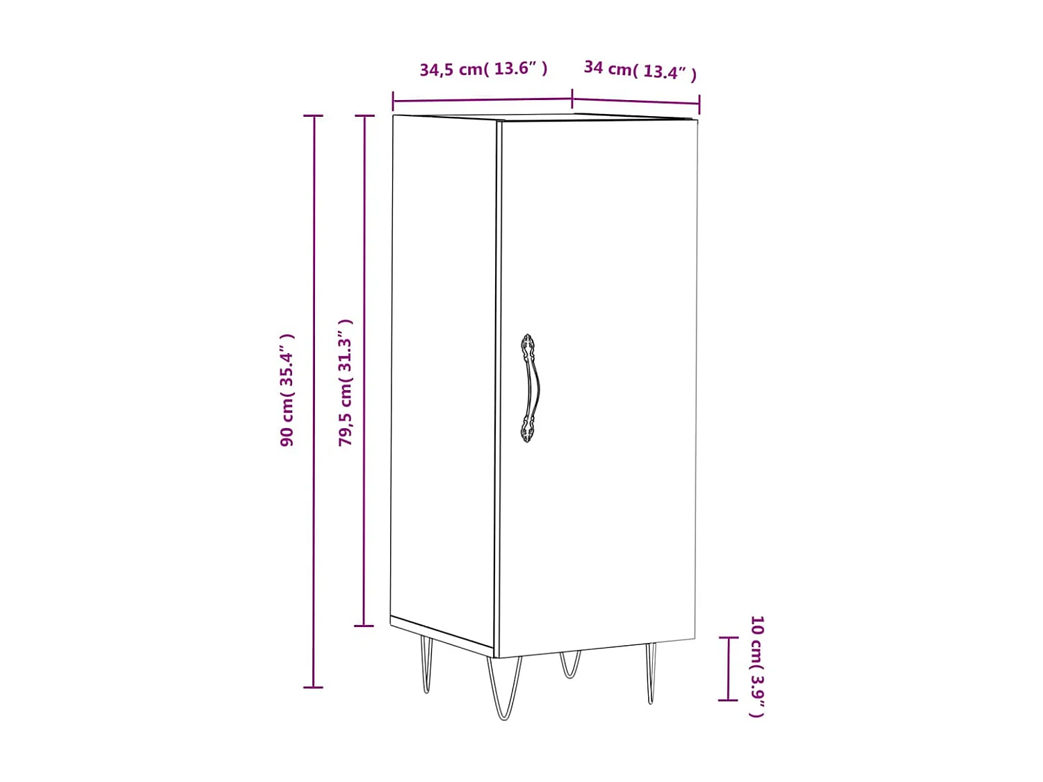 Buffet Noir 34,5x34x90 cm Bois d'ingénierie