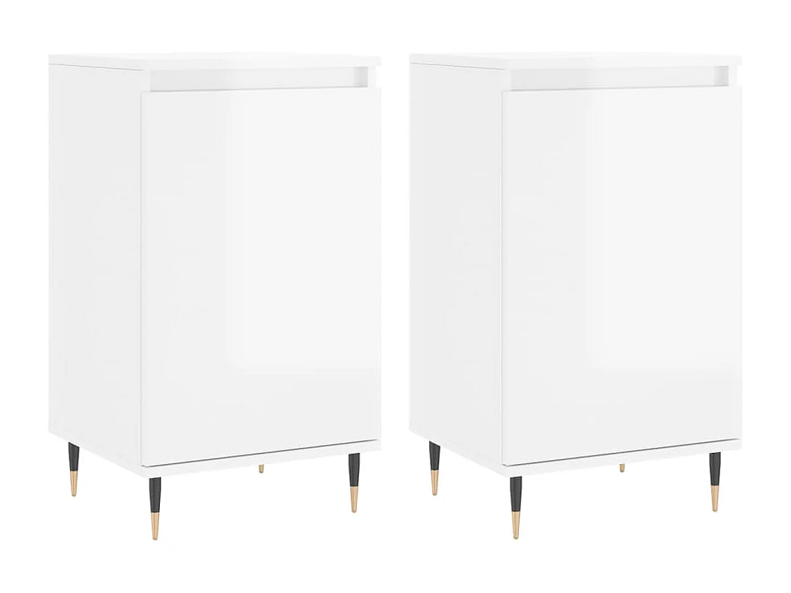 Aparadores 2 pcs 40x35x70 cm deriv. de madeira branco brilhante