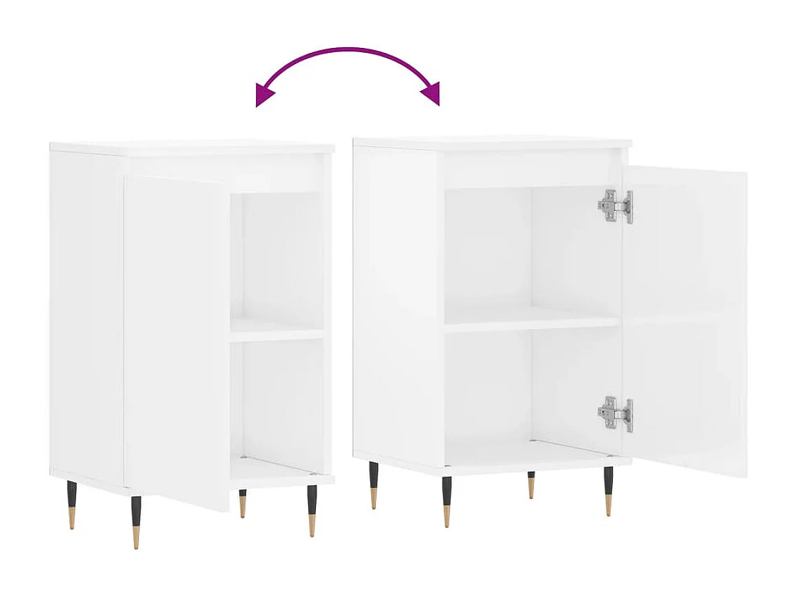 Aparadores 2 pcs 40x35x70 cm deriv. de madeira branco brilhante