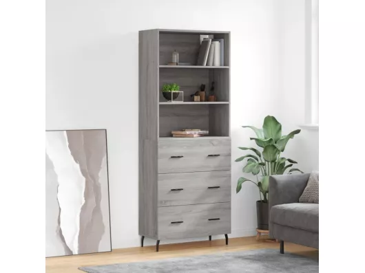 Kauf Unique Highboard Grau Sonoma 69,5x34x180 cm Holzwerkstoff