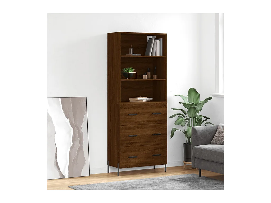 Buffet haut Chêne marron 69,5x34x180 cm Bois d'ingénierie