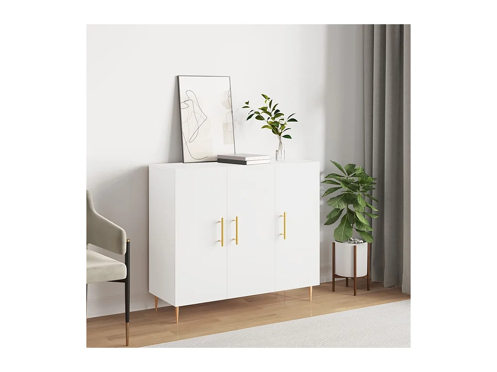 Buffet blanc 90x34x80 cm bois d'ingénierie
