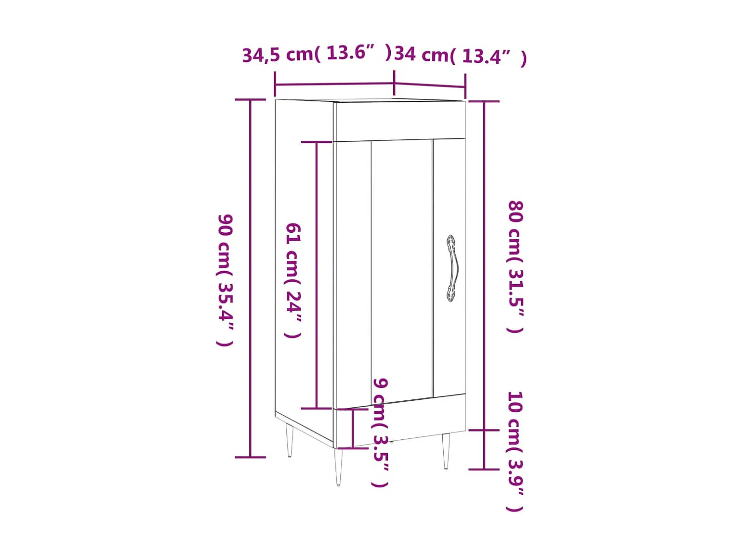 Sideboard Braun Eichen-Optik 34,5x34x90 cm Holzwerkstoff