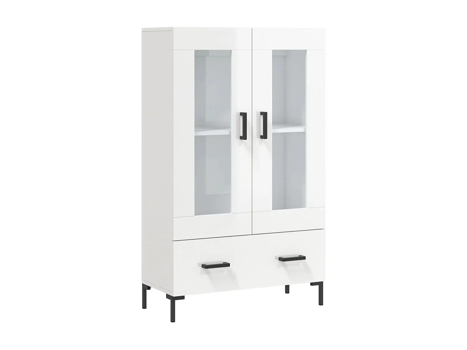 Buffet haut blanc brillant 69,5x31x115 cm bois d'ingénierie