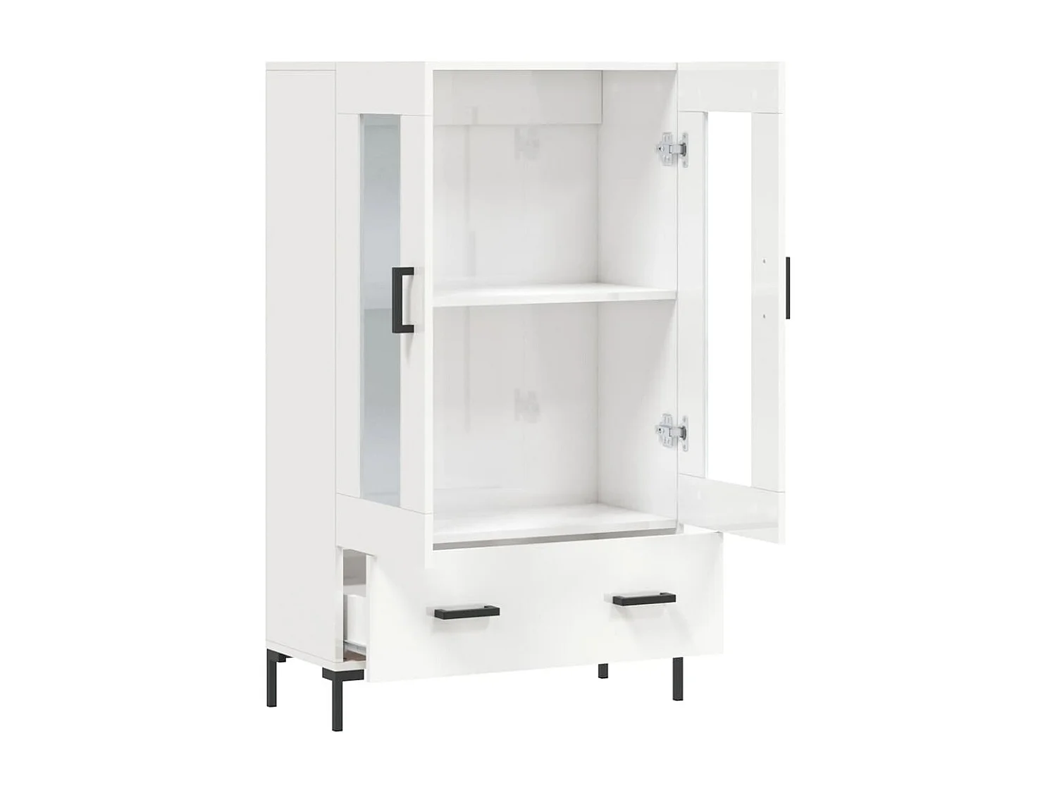 Buffet haut blanc brillant 69,5x31x115 cm bois d'ingénierie