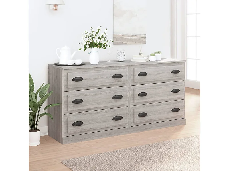 Sideboards 2 Stk. Grau Sonoma Holzwerkstoff