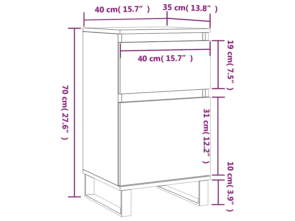 Credenza Grigio Sonoma 40x35x70 cm in Legno Multistrato