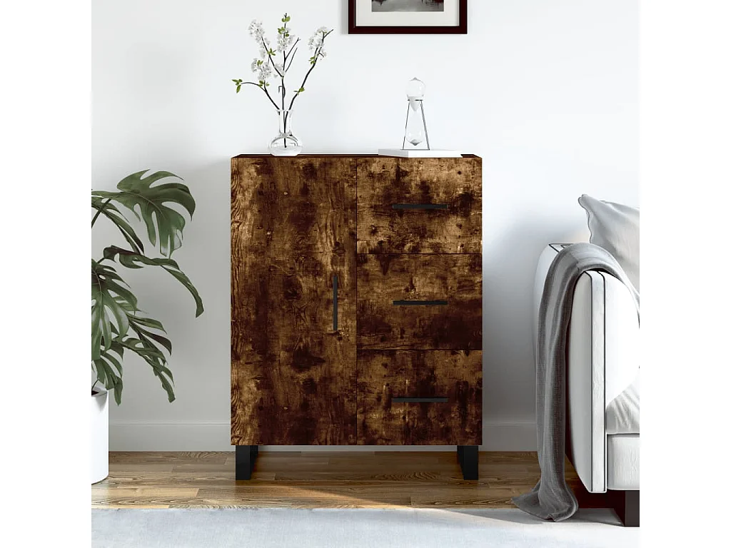 Buffet chêne fumé 69,5x34x90 cm bois d'ingénierie