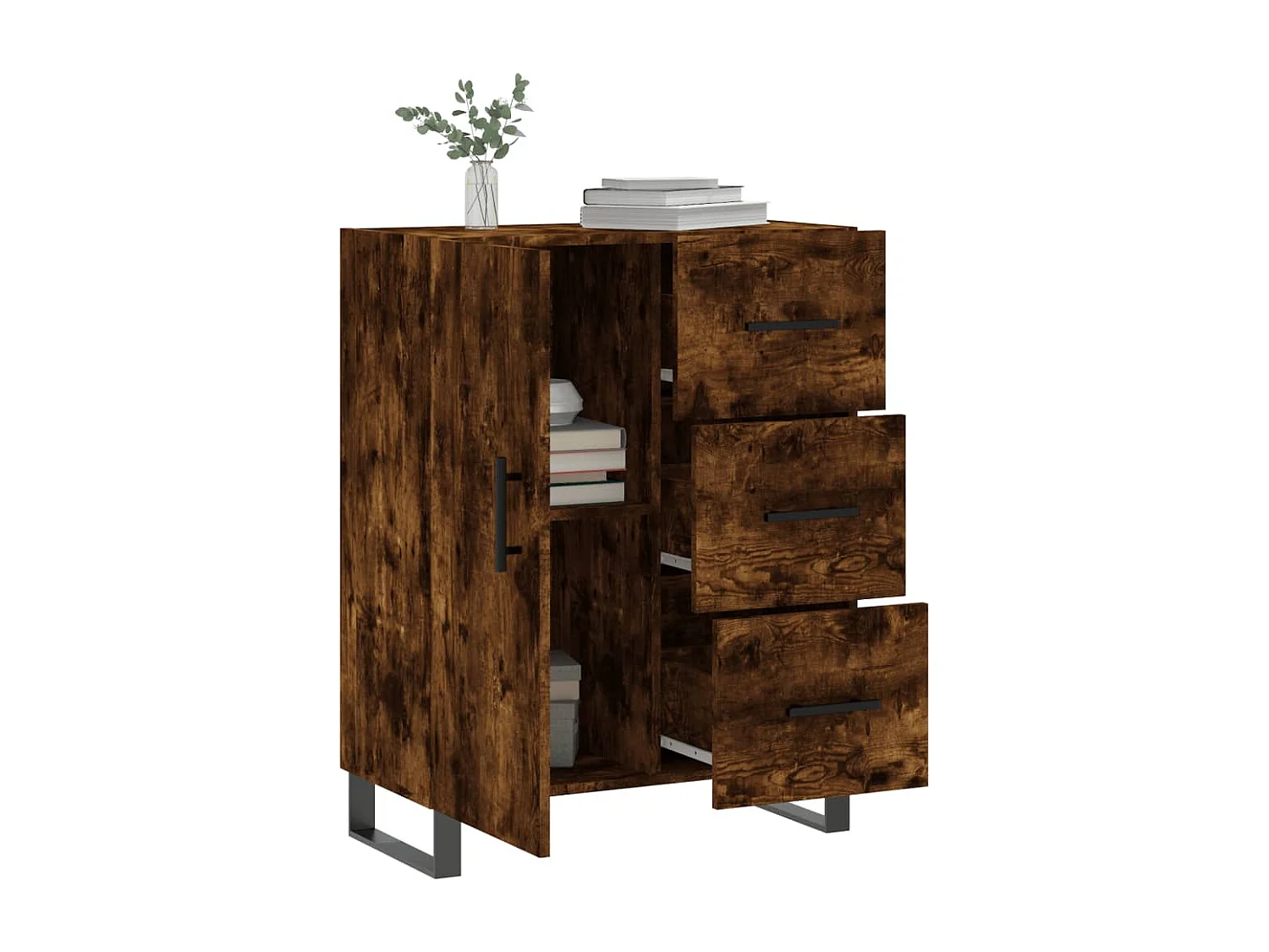 Buffet chêne fumé 69,5x34x90 cm bois d'ingénierie